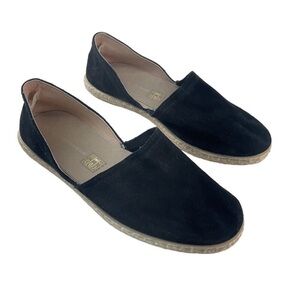 Saks Fifth Avenue Suede leather d’orsay espadrille flats, Black